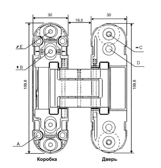 Скрытые петли MORELLI с 3D-регулировкой HH-24 B черный