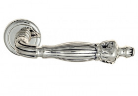 Ручка дверная Venezia OLIMPO D1 натуральное серебро + черный