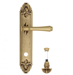 Дверная ручка на планке Venezia CALLISTO WC-4 PL90 французское золото + коричневый