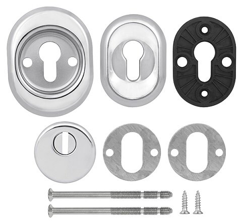 Броненакладка врезная с чашкой FUARO DEF 9726 M6x90 (в комплекте с накладкой на цилиндр) CP-8 хром