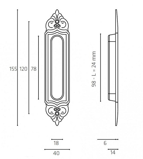 Ручка для раздвижной двери Venezia U122 темная бронза 1шт