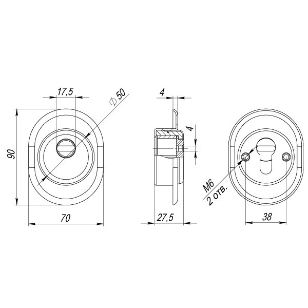 Броненакладка врезная с чашкой FUARO DEF 9726 M6x90 (в комплекте с накладкой на цилиндр) AB-бронза