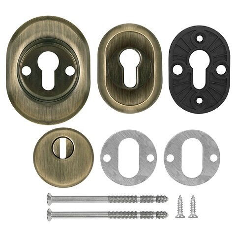 Броненакладка врезная с чашкой FUARO DEF 9726 M6x90 (в комплекте с накладкой на цилиндр) AB-бронза