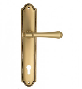 Дверная ручка на планке Venezia CALLISTO CYL PL98 французское золото + коричневый