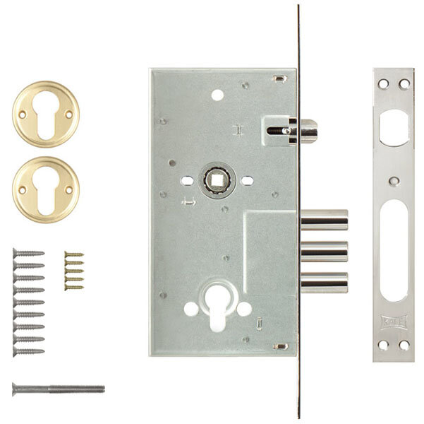 Корпус врезного цилиндрового замка с защёлкой KALE KILIT 252/R w/b