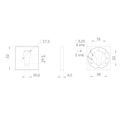 Накладка под цилиндр PUNTO ET.K.EST.Q52 BL-24 черный