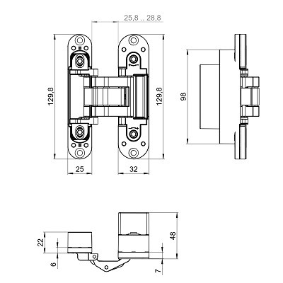 Петля скрытой установки ARMADILLO U3D5780.VPG SC матовый хром TECH