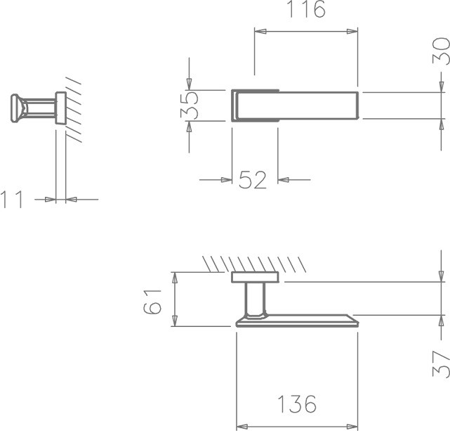 Ручка дверная Tupai Linha 2730-96 RE Матовый хром
