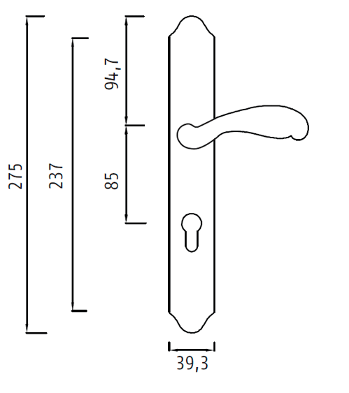 Ручка на планке ARCHIE GENESIS FLOR S. GOLD CL матовое золото под евроцилиндр