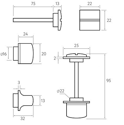 Завертка сантехническая Fratelli Cattini WC-8 4FS-CS матовый хром