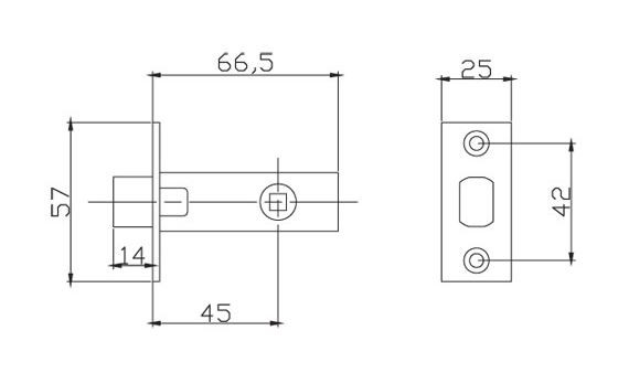 Защелка врезная RENZ INL 5-45 plastic MSN никель супер матовый