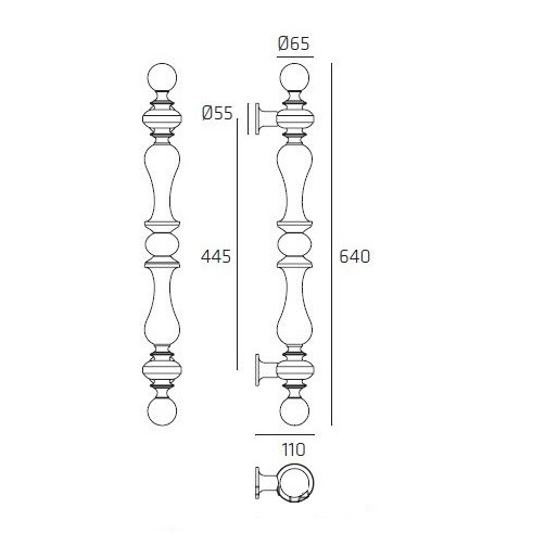 Ручка скоба Venezia PALAZZO 640мм (445мм) античное серебро