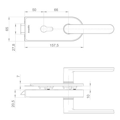 Комплект: замок+ручка для стеклянной двери ARMADILLO Space.GL.LPZ BL черный