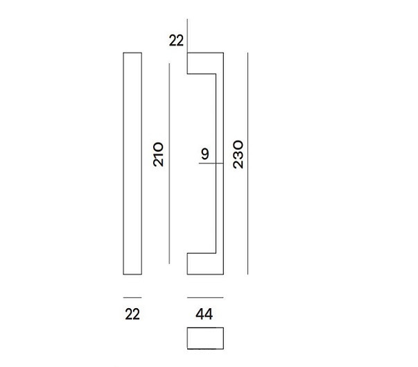 Ручка скоба Fratelli Cattini  BIBLO 230мм (210мм) BY матовая бронза