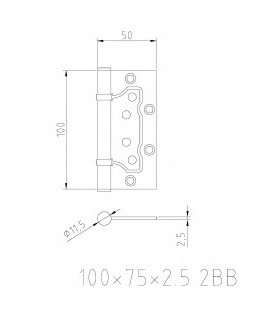 Петля накладная ARSENAL 100*75*2,5 2ВВ BLACK черный