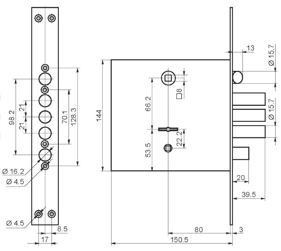 Замок врезной сувальдный с задвижкой и защёлкой BORDER ЗВ9-8 МКЗ/15 5 кл. 77937