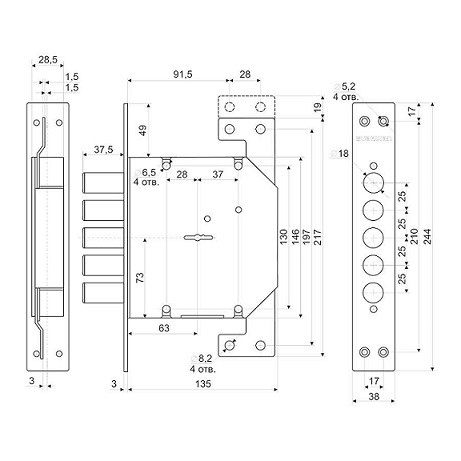 Замок врезной ГАРДИАН сувальдный ЗВ 20.01 4 кл. /128:4430/