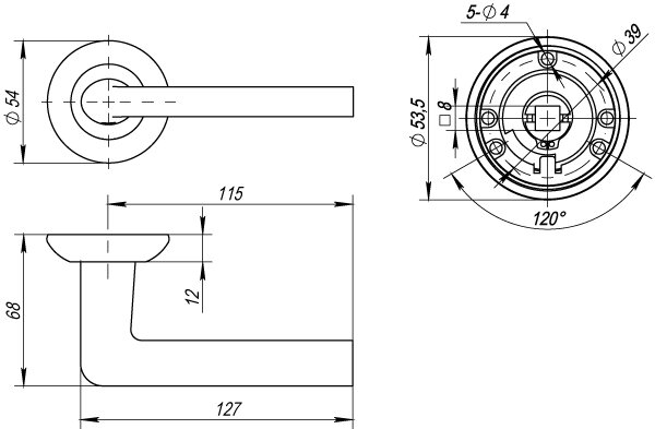 Ручка дверная PUNTO REX TL SN/CP-3 матовый никель/хром 105 мм