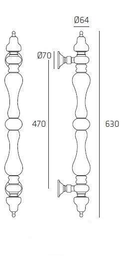 Ручка скоба Venezia MARGHERITA 625мм (465мм) французское золото + коричневый