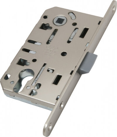 Замок межкомнатный под цилиндр AGB MEDIANA EVOLUTION B01103.50.34.567​ с ответной планкой B01000.13 матовый хром