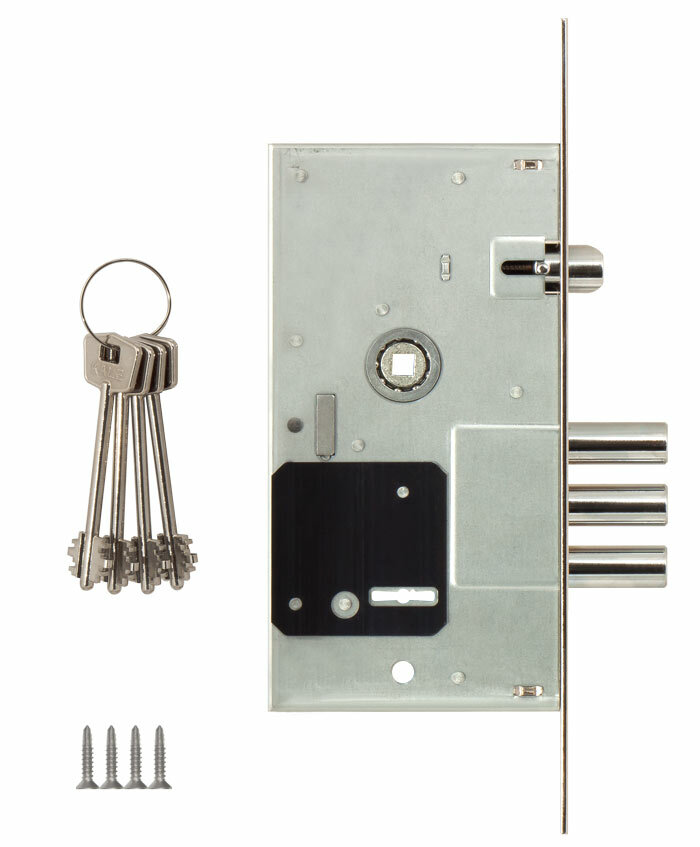 Замок врезной сувальдный с защёлкой KALE KILIT 252/RL тех. упаковка, 5 кл.