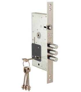 Замок врезной сувальдный с защёлкой KALE KILIT 252/RL тех. упаковка, 5 кл.