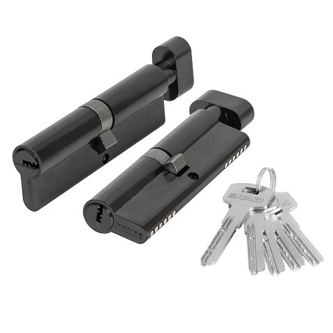 Цилиндровый механизм с вертушкой FUARO (200 ZM/110) 2000ZM Knob 110 (45+10+55) BL-24 черный 5Key