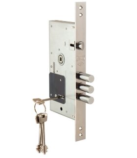 Замок врезной сувальдный с защёлкой KALE KILIT 252/RL тех. комплектация, 4 кл.