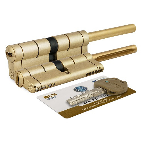 Цилиндровый механизм под вертушку MOTTURA C39P513101LC5 (82 мм/46+10+26) ЛАТУНЬ PVD