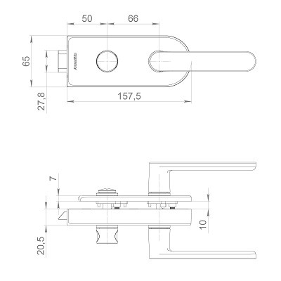 Комплект: замок+ручка для стеклянной двери ARMADILLO Space.GL.LWC BL черный