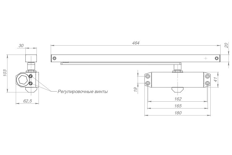 Доводчик дверной AJAX DCTR40-100 slide AL алюминий