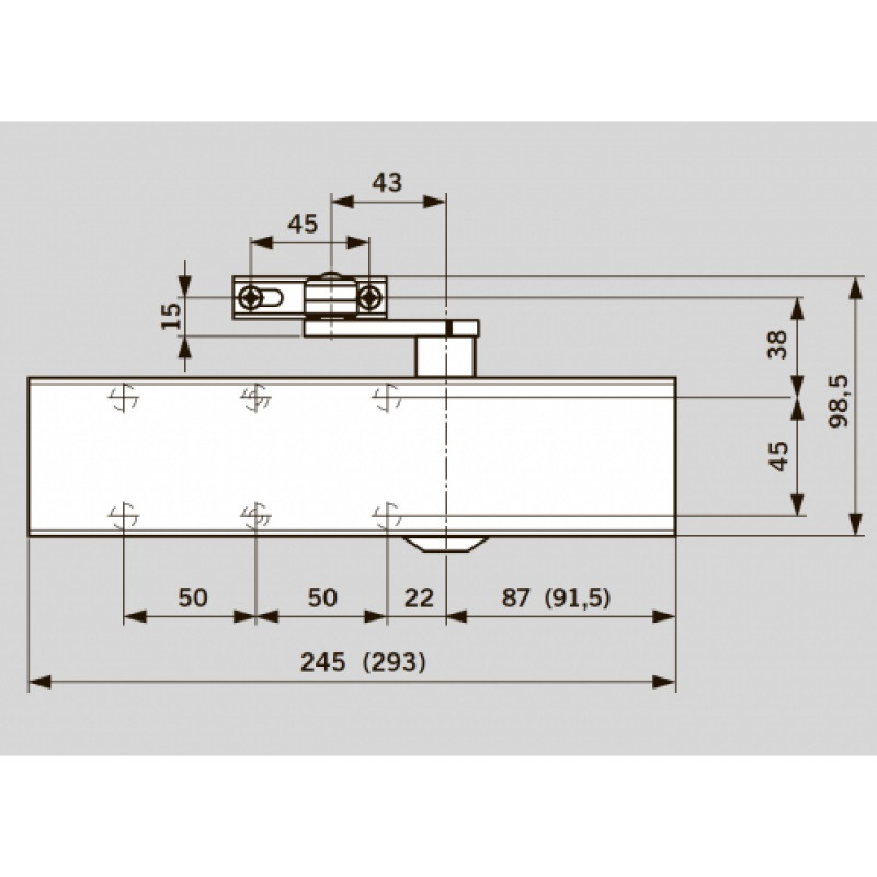 Дверной доводчик DORMAKABA TS 83 EN 3-6 BC со складным рычагом серый