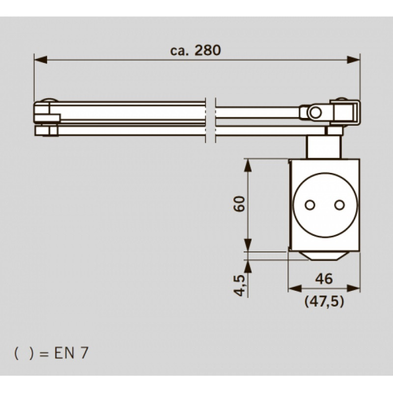 Дверной доводчик DORMAKABA TS 83 EN 3-6 BC со складным рычагом серый