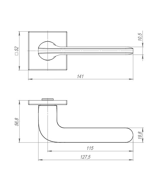 Ручка дверная PUNTO K.ARC.Q52.ASPECT BL-24 черный