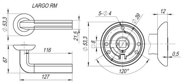 Ручка дверная FUARO LARGO RM SN/CP-3 Матовый никель/хром