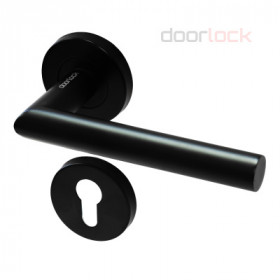 79152_Гарнитур Doorlock V 040/F/8/C/SS BL черный, L-form, под цилиндр, шпиндель 8мм