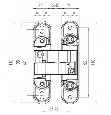 KUBICA K1060 DXSX KOMBI HYBRID NO петля скрытая универсальная ЧЕРНЫЙ 60 kg
