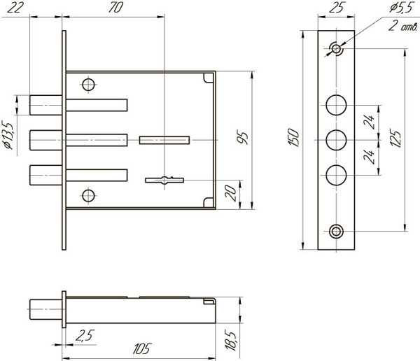 Замок врезной сувальдный МЕТТЭМ ЗВ8 802.0.0 5 кл.