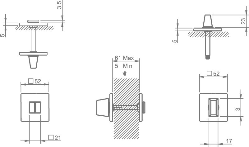 Завертка сантехническая Tupai 4040 5SQ-96 матовый хром