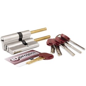 Цилиндровый механизм под вертушку длинный шток MOTTURA DPC1P5131 S3 (82 мм/46+10+26) САТИНИРОВАННЫЙ НИКЕЛЬ 5+1 ключ