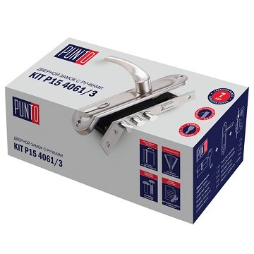 Замок врезной цилиндровый с защёлкой в комплекте с ручкой PUNTO KIT P15 4061/3 CRONA AB Бронза 5 ключей