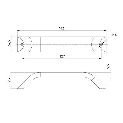 Ручка-скоба AJAX мебельная MB-H-008-128 BL черный