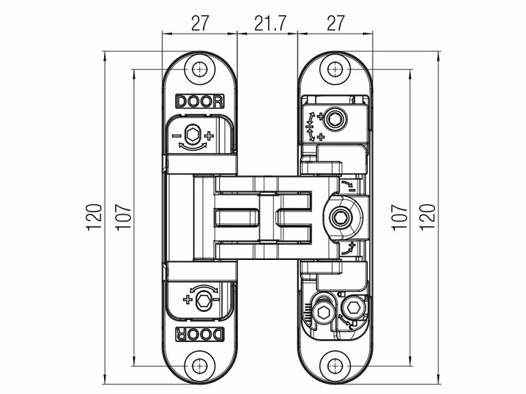 KUBICA K2700 DXSX OS петля скрытая универсальная центральная МАТОВОЕ ЗОЛОТО 60 kg