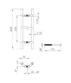 Ручка-скоба FUARO PULL.PH32/2000.45 INOX 304
