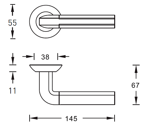 Ручка дверная ARCHIE SILLUR Grandazo 96 S.CHR0ME/P.CHR0ME хром матовый/хром