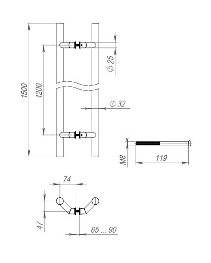 Ручка-скоба FUARO PULL.PH32/1500.45 INOX 304