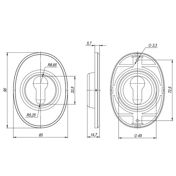 Накладка декоративная на цилиндр FUARO ESC 473 U eco СP ХРОМ