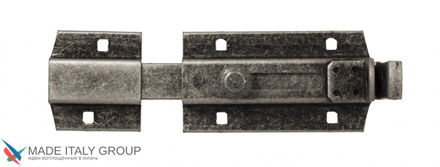 Задвижка дверная усиленная с отверстием для навесного замка ALDEGHI 256FA15 150мм античное серебро