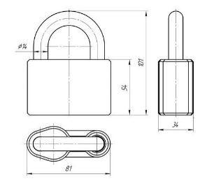 Замок навесной ЗЕНИТ ВС2А