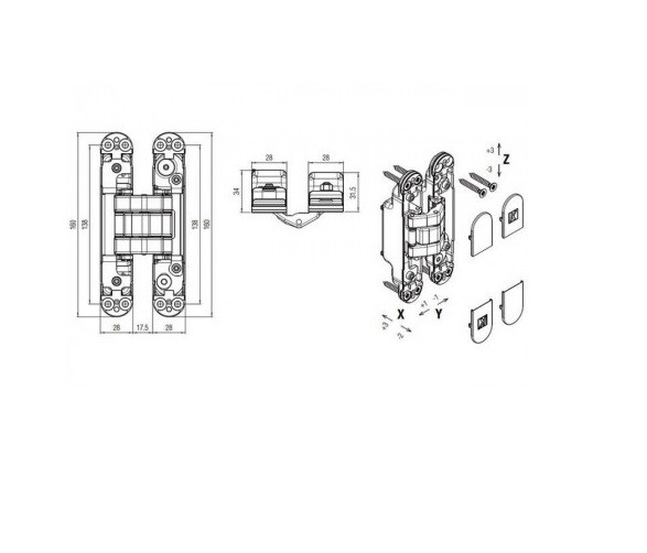 KUBICA K8080 ATOMIKA KARAKTER DXSX OL петля скрытая универсальная ЗОЛОТО 100 kg